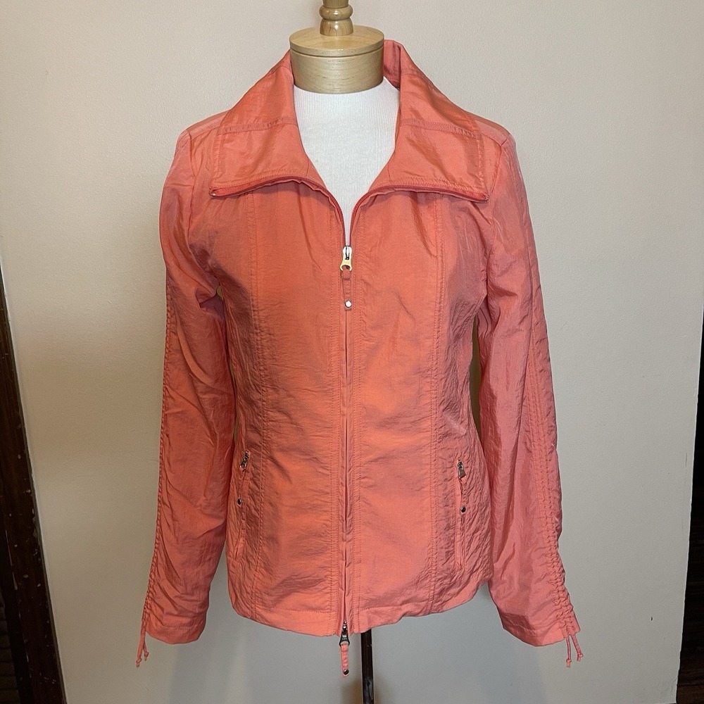NWT Women's Lana Lee Lined‎ Jacket Coral Zips Pockets Adjustable Sleeves Waist